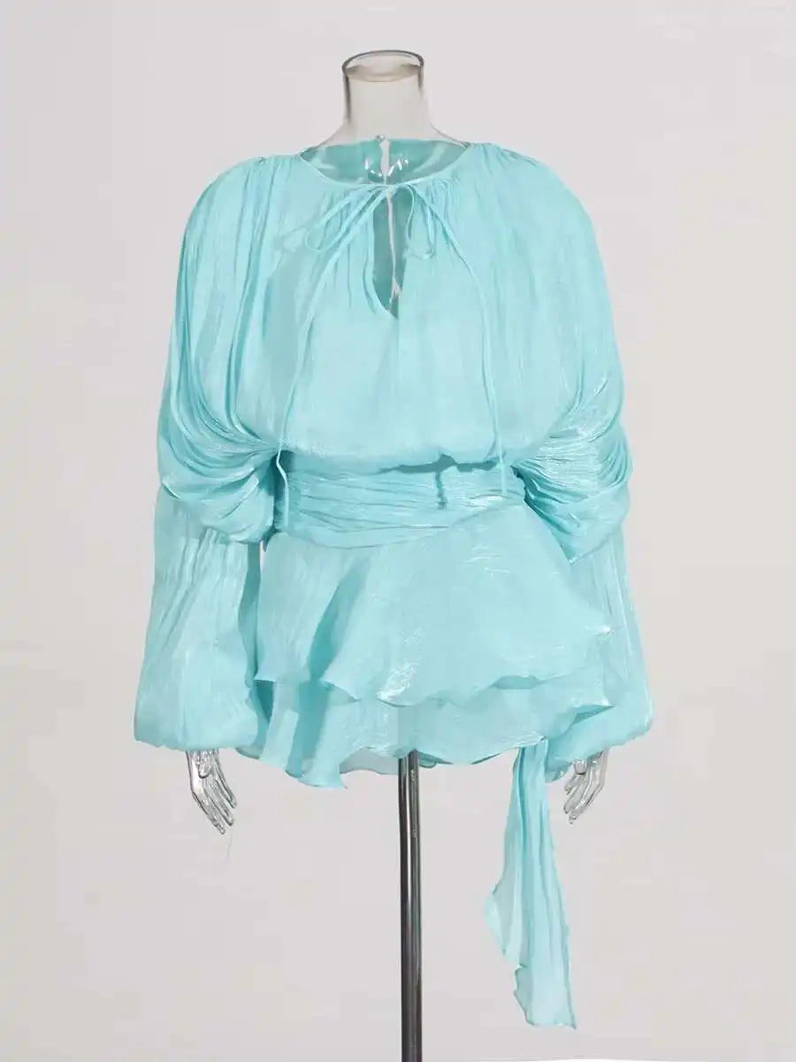 Velora | Solid Blouse Mini Dress