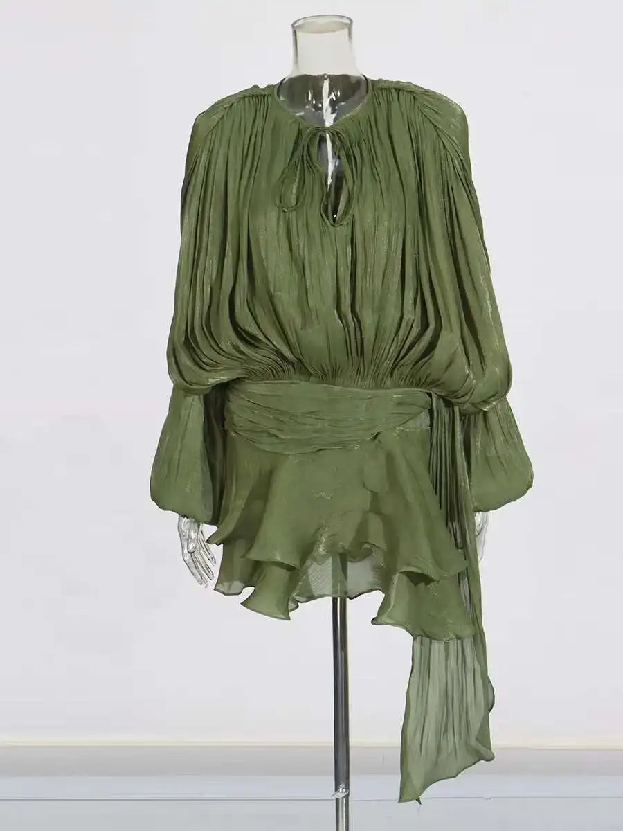 Velora | Solid Blouse Mini Dress