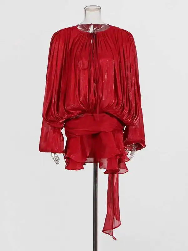 Velora | Solid Blouse Mini Dress