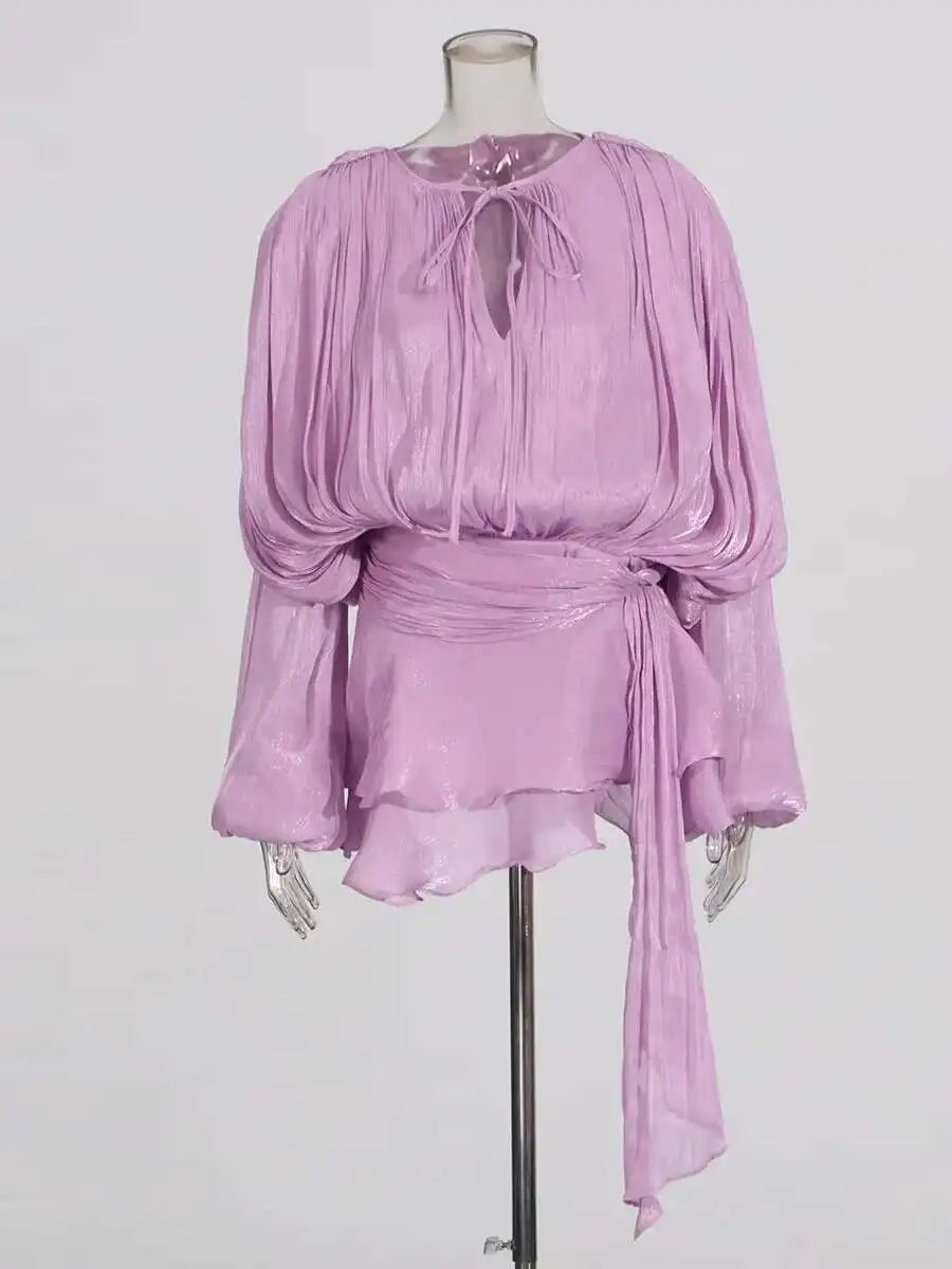 Velora | Solid Blouse Mini Dress