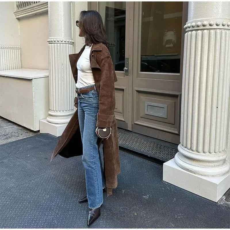 The Valeria Coat | Brown Velvet Coat