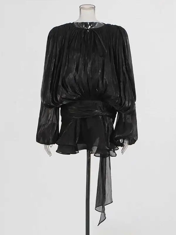 Velora | Solid Blouse Mini Dress