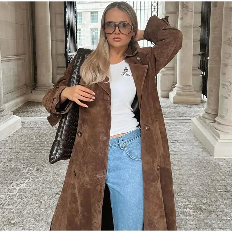 The Valeria Coat | Brown Velvet Coat