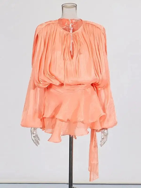 Velora | Solid Blouse Mini Dress