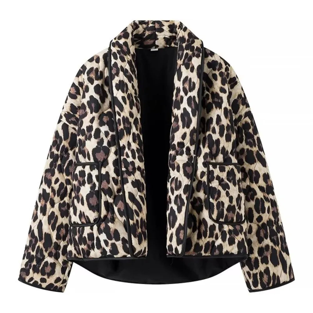Sabrina Leopard | Quilted Coat