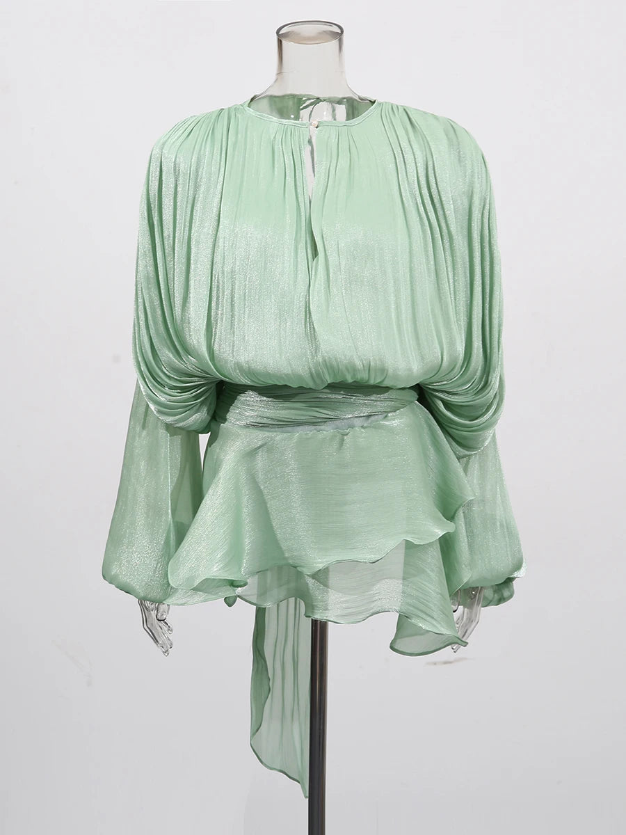 Velora | Solid Blouse Mini Dress