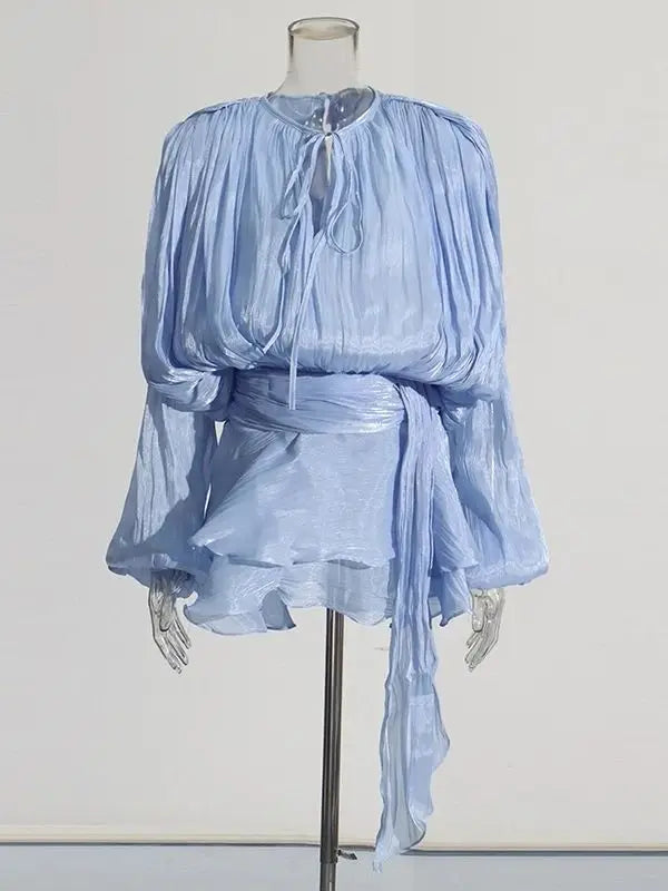 Velora | Solid Blouse Mini Dress
