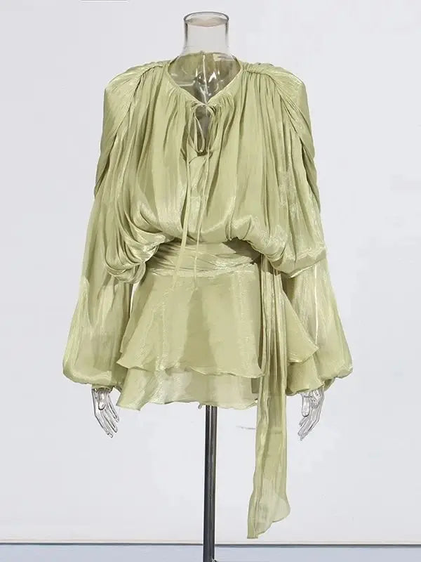 Velora | Solid Blouse Mini Dress