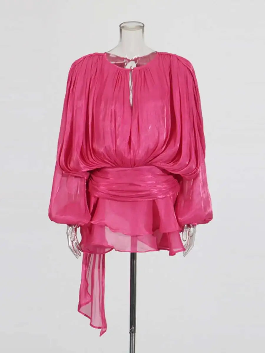 Velora | Solid Blouse Mini Dress