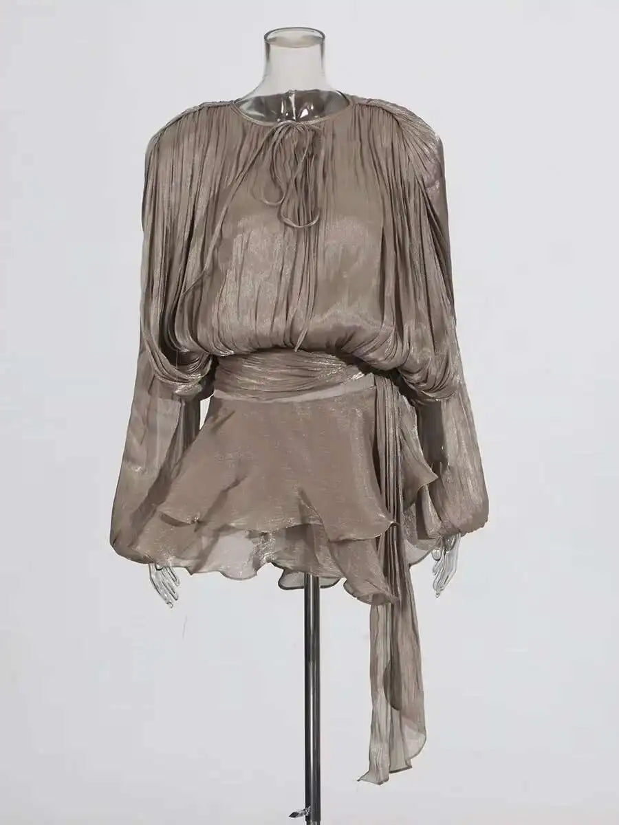 Velora | Solid Blouse Mini Dress