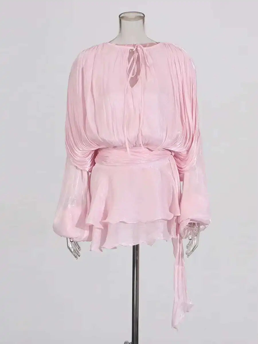 Velora | Solid Blouse Mini Dress