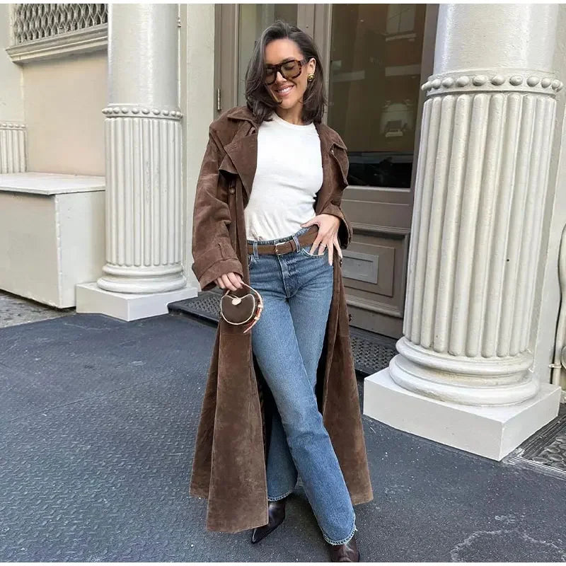 The Valeria Coat | Brown Velvet Coat