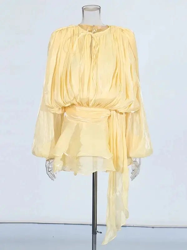Velora | Solid Blouse Mini Dress