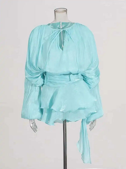 Velora | Solid Blouse Mini Dress