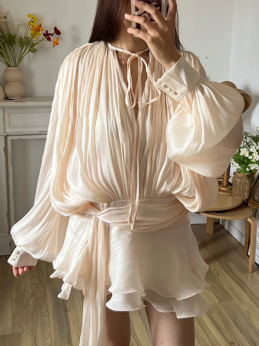 Velora | Solid Blouse Mini Dress