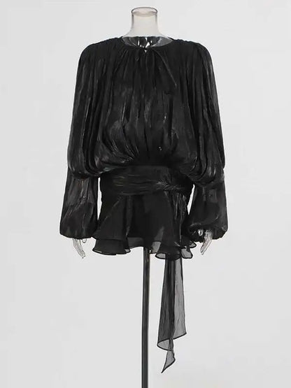 Velora | Solid Blouse Mini Dress