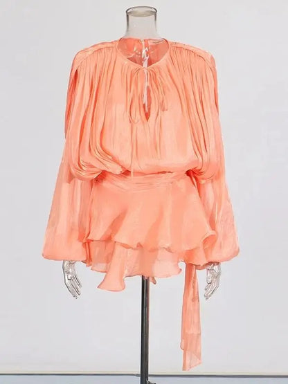 Velora | Solid Blouse Mini Dress