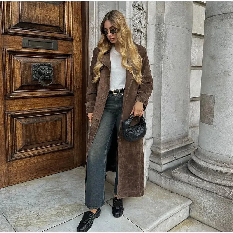 The Valeria Coat | Brown Velvet Coat
