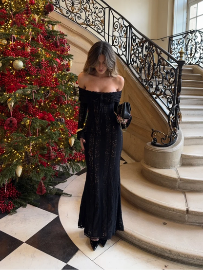 Valentina | White Lace Off-Shoulder Maxi Dress