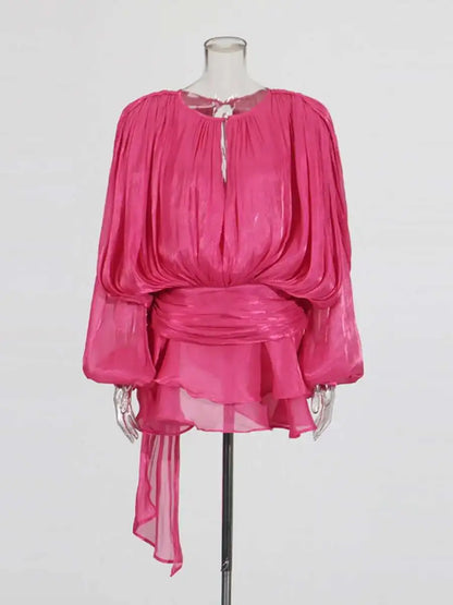 Velora | Solid Blouse Mini Dress