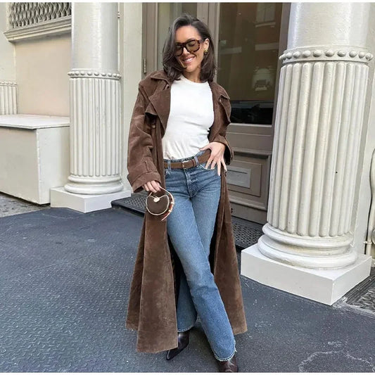 The Valeria Coat | Brown Velvet Coat